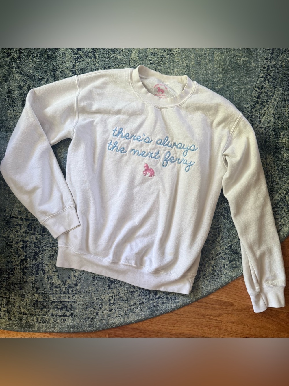 Pink Pony Mackinac Island - There’s Always The Next Ferry White Pullover Sweater